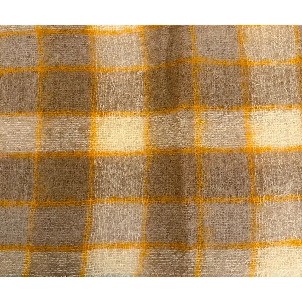 Vintage Scottish Mohair Wool Plaid Scarf Wrap 70/30 Made Scotland 66
